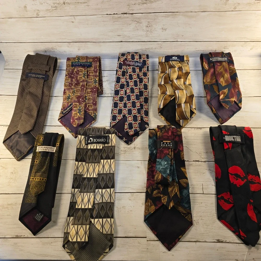 Lot of 9 Mens Designer Silk Ties Banana Republic Geoffrey‎ Beene Stafford Floral